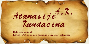 Atanasije Kundačina vizit kartica